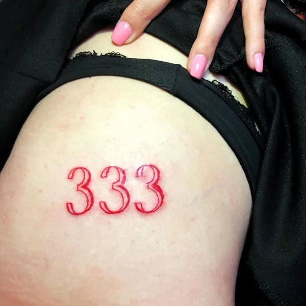 333 Thigh Tattoo