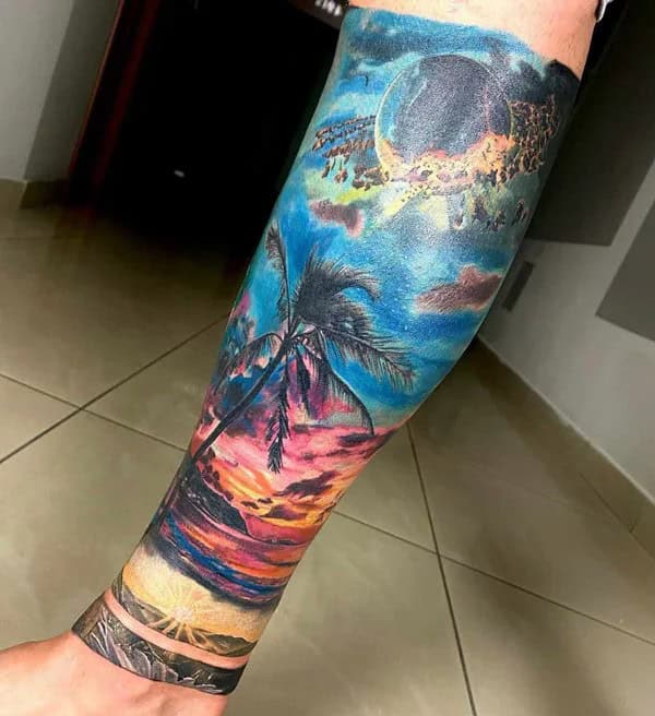 Leg Half Sleeve Tattoo