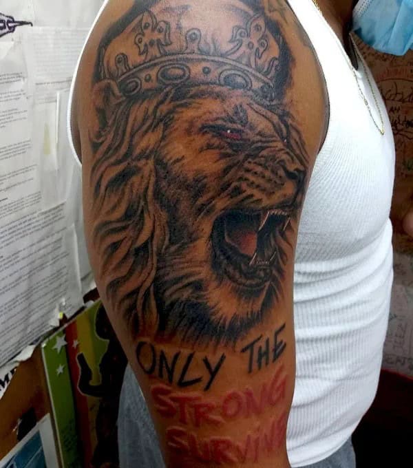 “Only The Strong Survive” Lion Tattoo