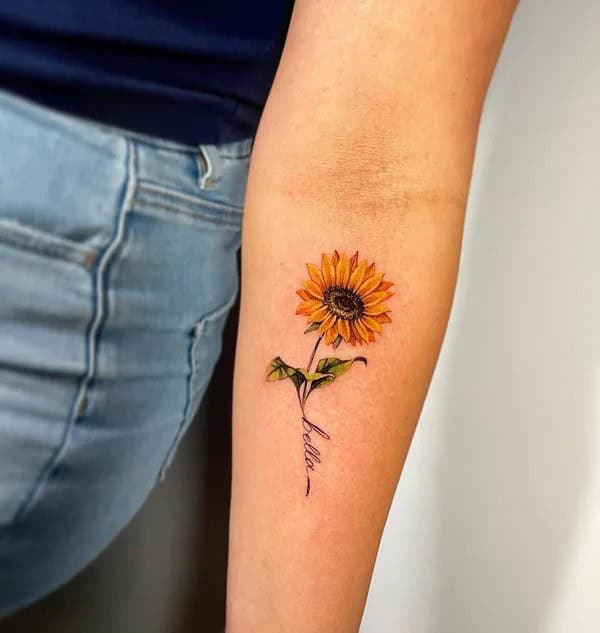 Sunflower Name Tattoo