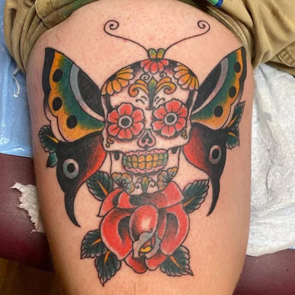 Butterfly Sugar Skull Tattoo