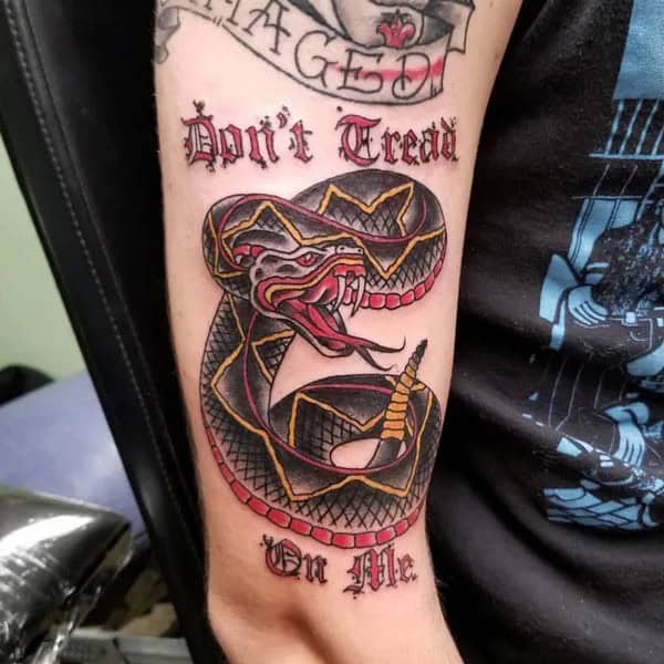 “Don’t Tread On Me” Back Tattoo