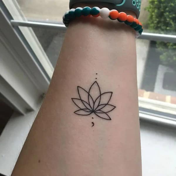 Lotus Flower Semicolon Tattoo