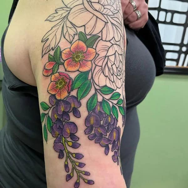 Wisteria Thigh Tattoo