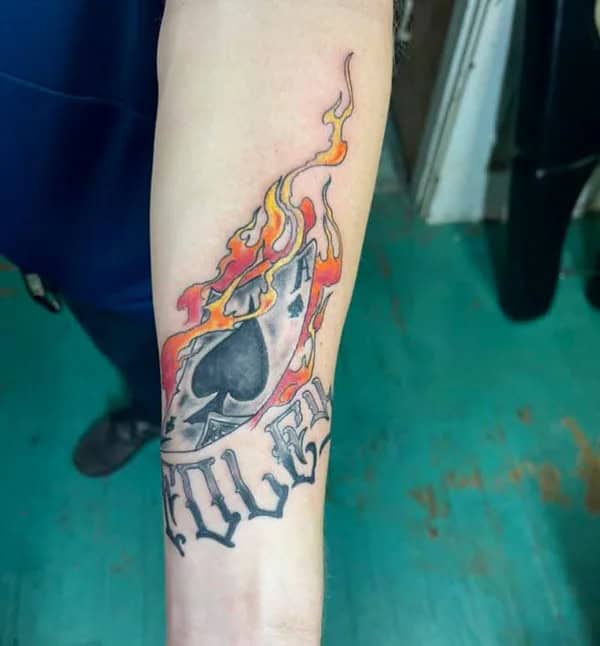 Ace of Spades Tattoo on Fire