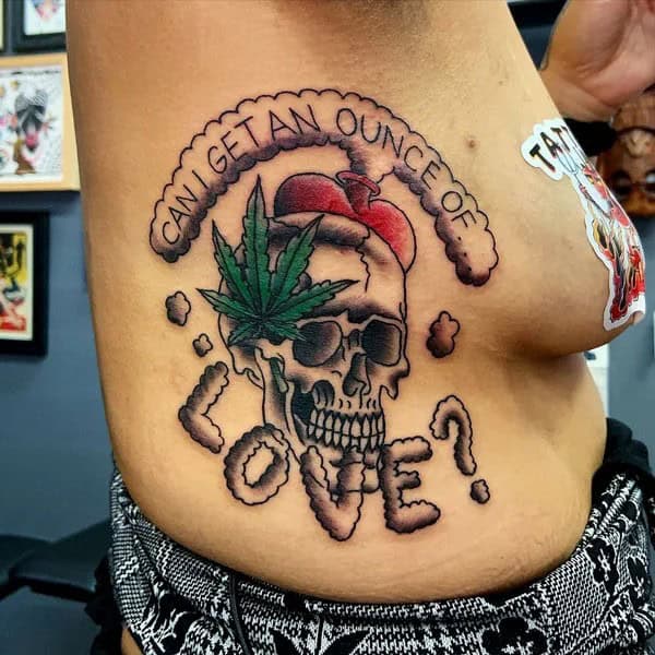 Weed Skull Tattoo