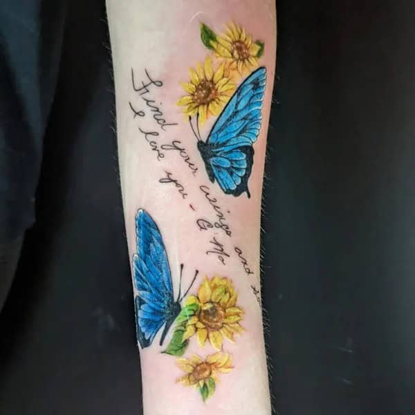 Sunflower and Butterfly Tattoo