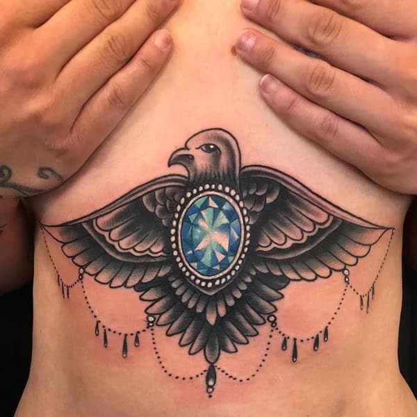 Bird Underboob Tattoo