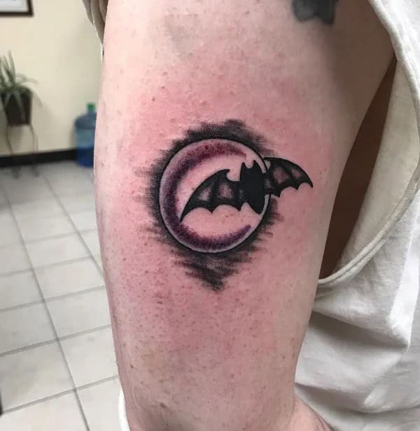 Bat and Moon Tattoo