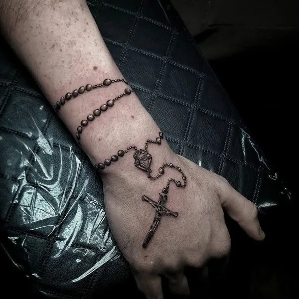 Rosary Forearm Tattoo