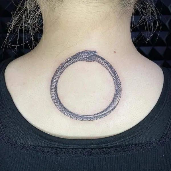 Black And Gray Ouroboros Tattoo