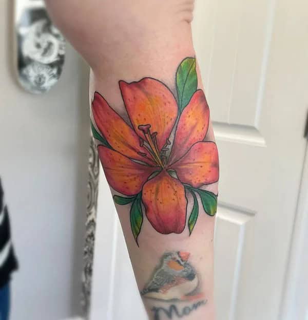 Orange Tiger Lily Tattoo