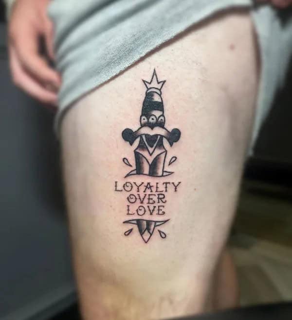 Old School Loyalty Over Love Tattoo