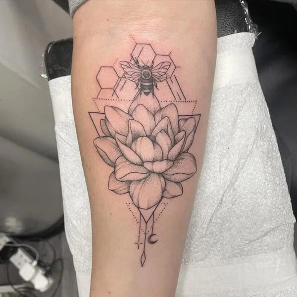 Black And White Water Lily Tattoo