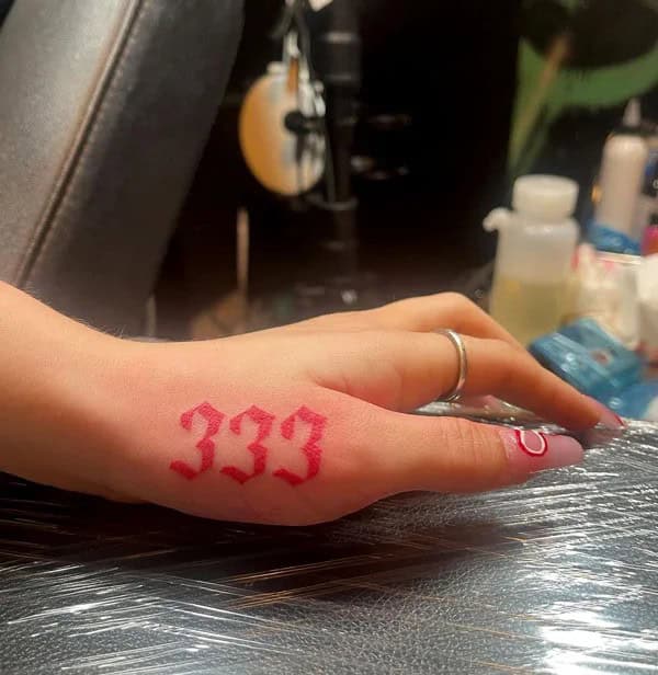 333 Behind The Neck Tattoo