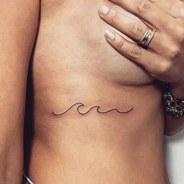 Wave Tattoo Under Breast