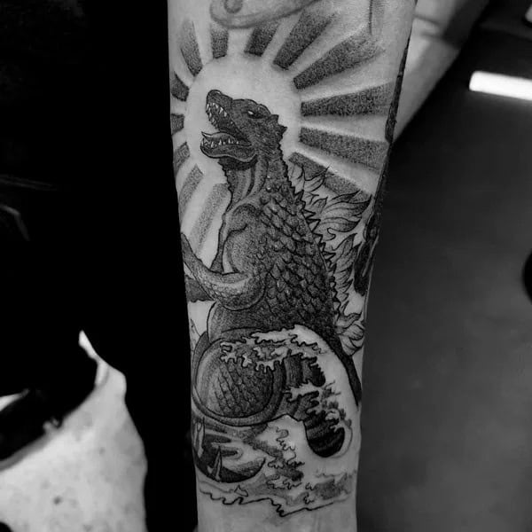 Godzilla vs Ghidorah tattoo