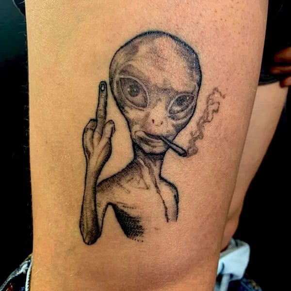 Alien Weed Tattoo