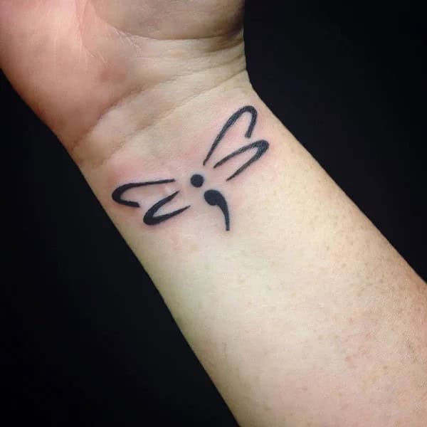 Semicolon Dragonfly Tattoo