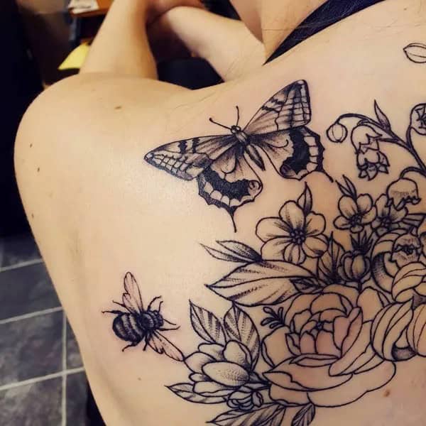 Butterfly and Bee Tattoo