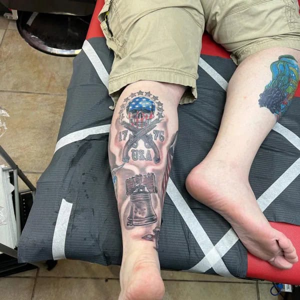 Patriotic Leg Tattoo