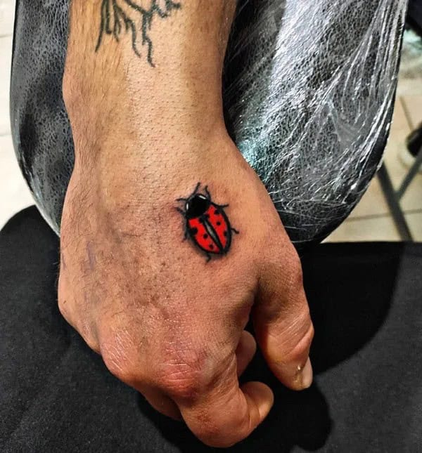 Ladybug Tattoo on Hand