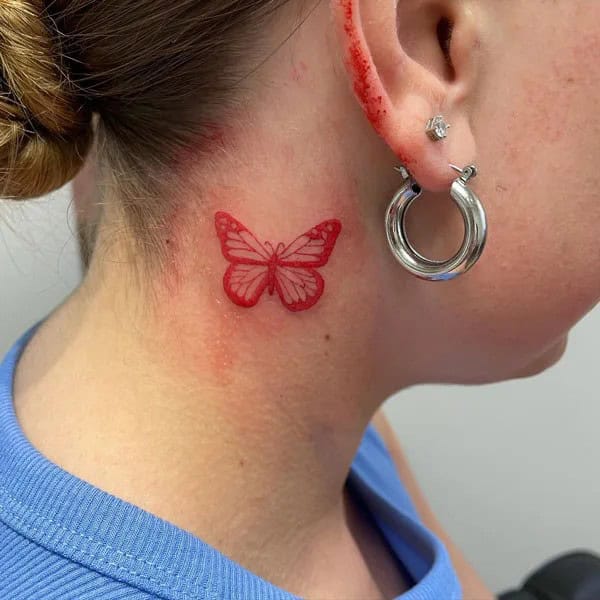 Watercolor Butterfly Tattoo Behind The Ear