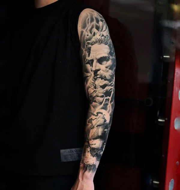 Poseidon Sleeve Tattoo