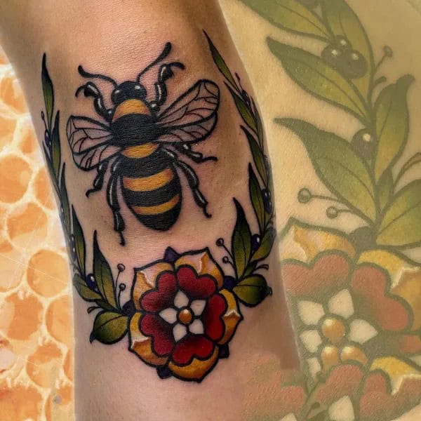 Traditional Bee Tattoo