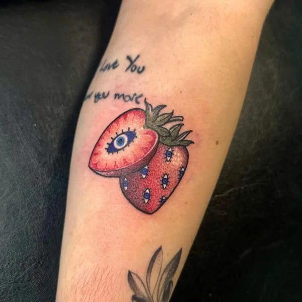 Evil Eye Strawberry Tattoo