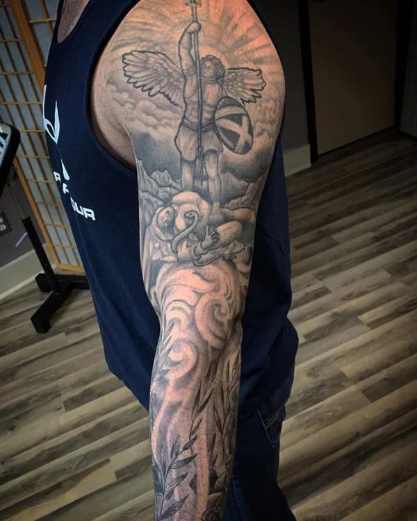 St Michael Sleeve Tattoo