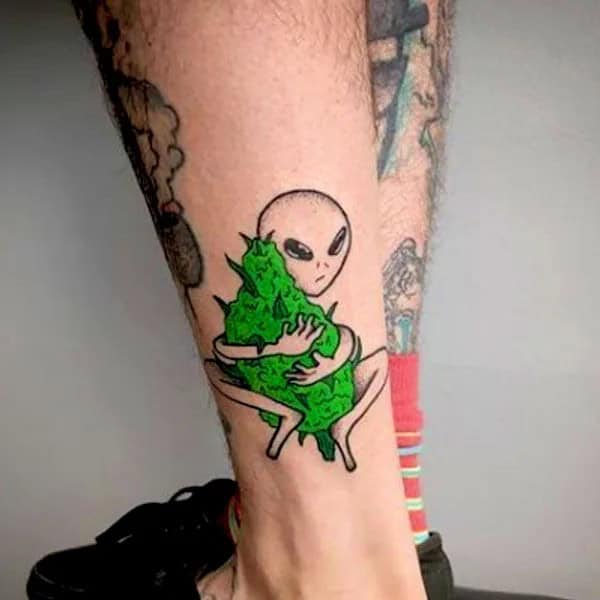 Alien Weed Tattoo