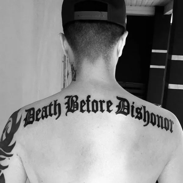 Death Before Dishonour Bicep Tattoo