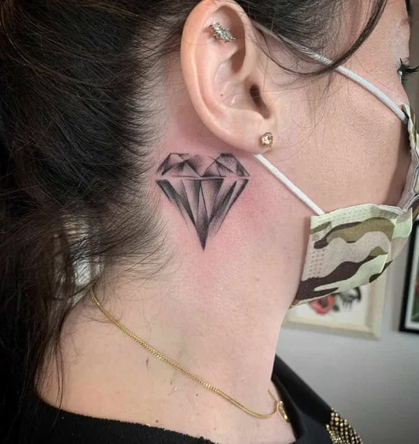 Diamond Behind the Ear Tattoo