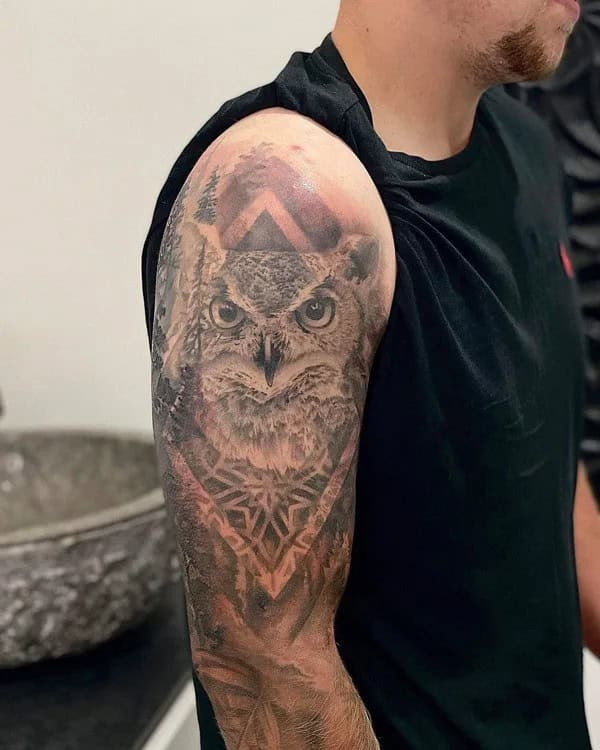 Owl Sleeve Tattoo