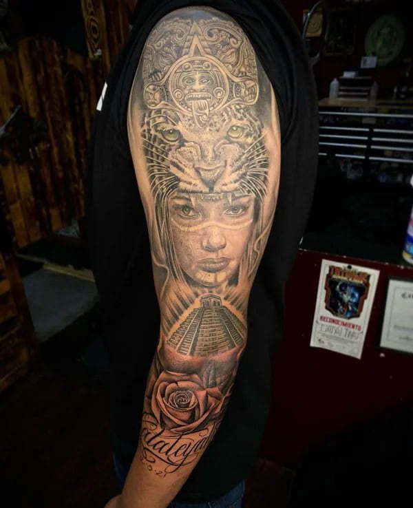 Aztec Sleeve Tattoo