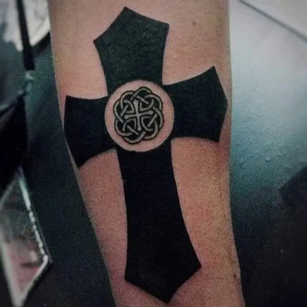 Blackwork Celtic Cross Tattoo