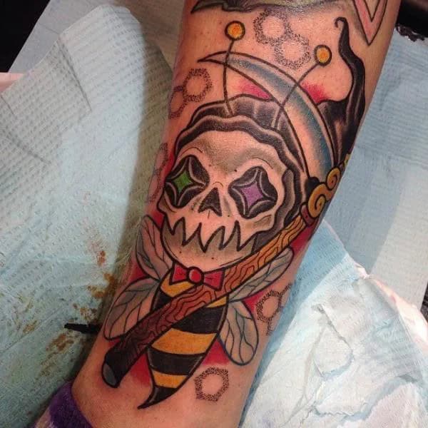 Skull Bee Tattoo