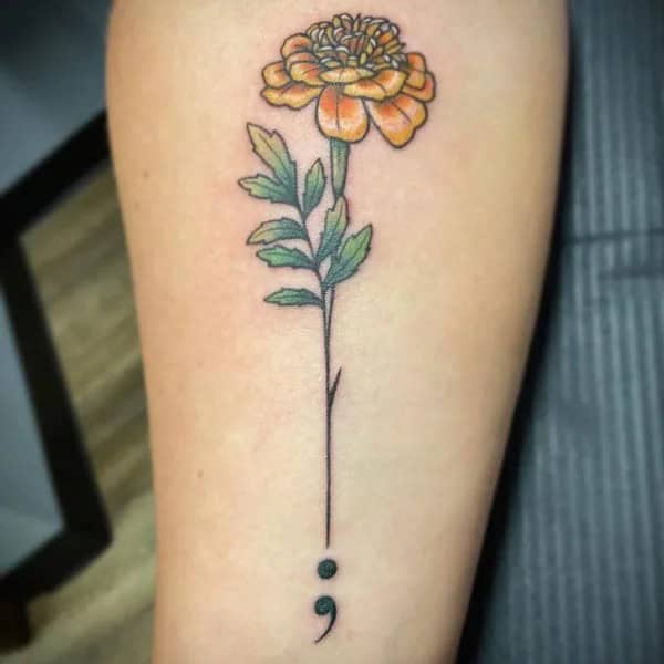 Marigold Semicolon Tattoo