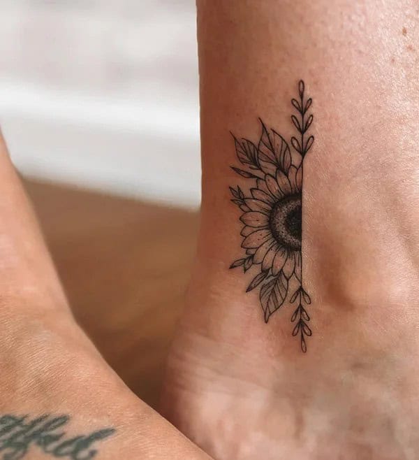 Half Sunflower Tattoo