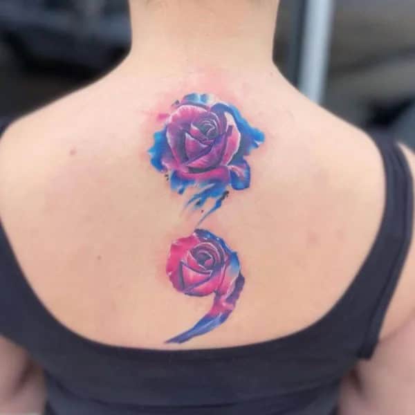 Rose Semicolon Tattoo