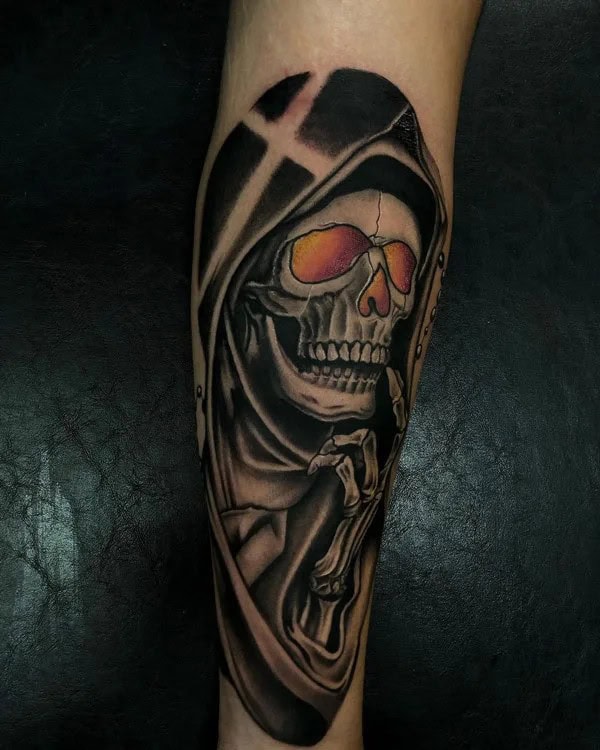 Negative Space Skull Tattoo