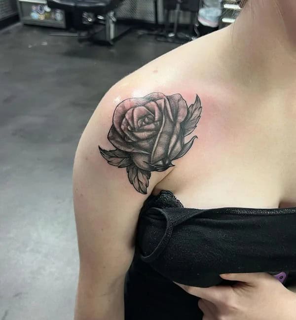 Black Rose Tattoo on the Shoulder