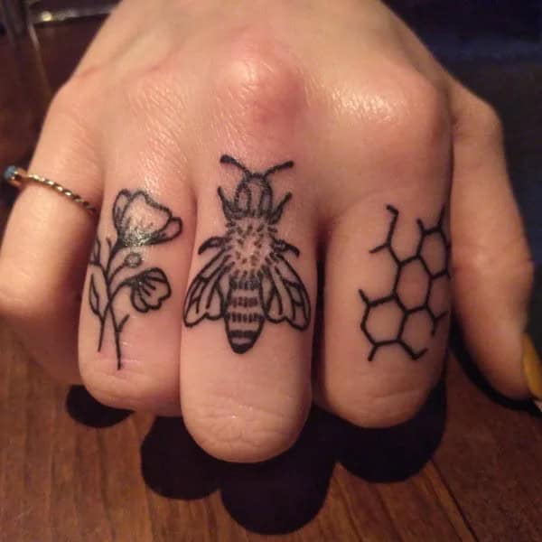 Finger Bee Tattoo