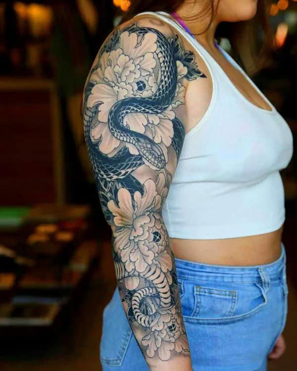 Japanese Snake Sleeve Tattoo