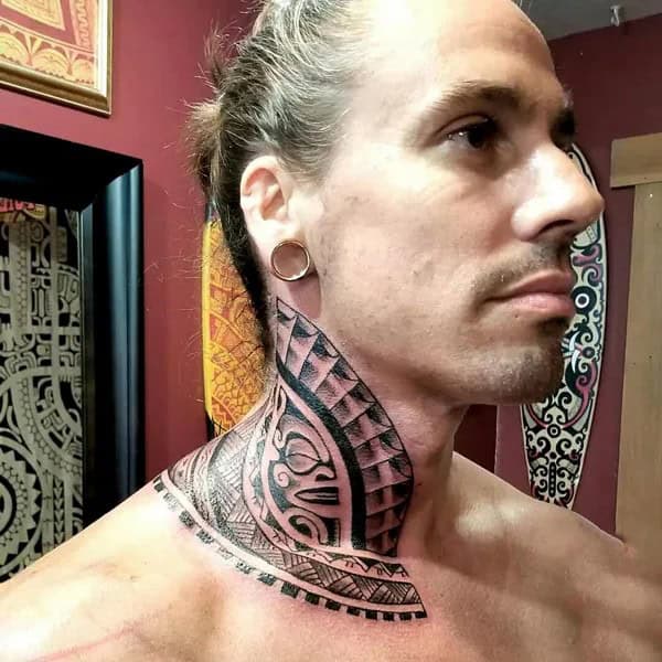 Polynesian Neck Tattoo