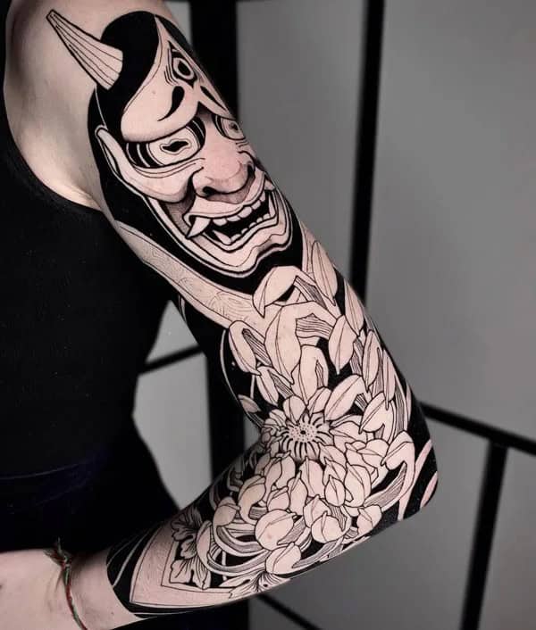 Hannya Mask Sleeve Tattoo