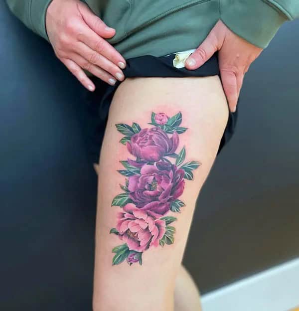 Colored Peony Tattoo