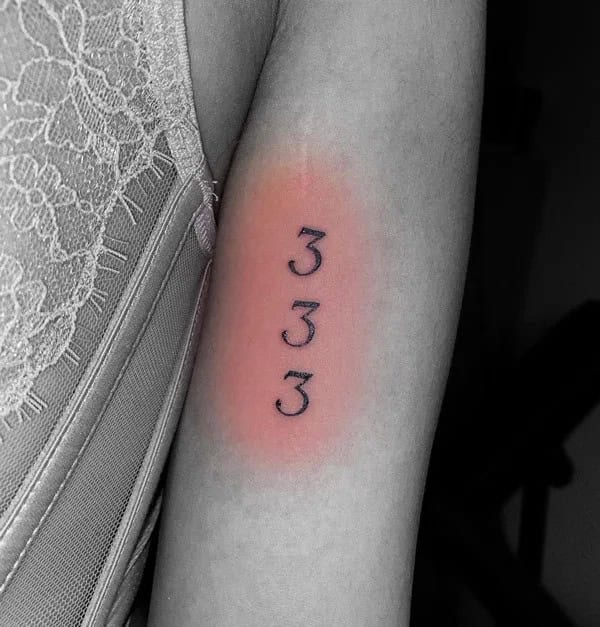 333 Behind The Neck Tattoo