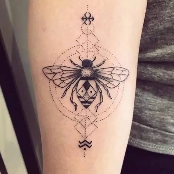 Geometric Bee Tattoo